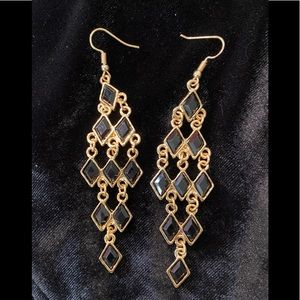 Gold and black drop earrings